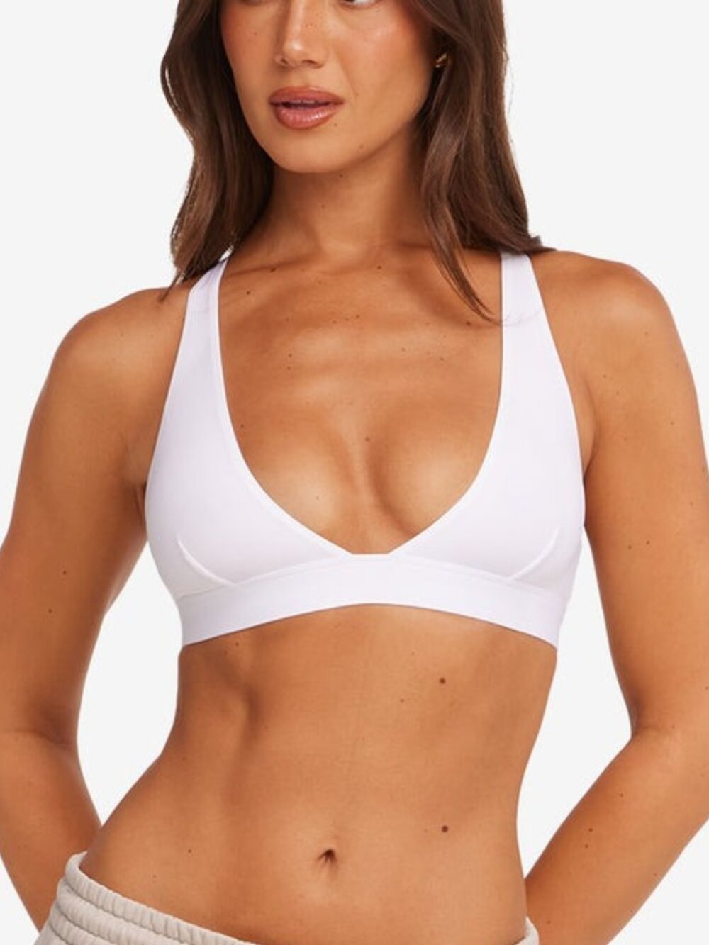 Crop Shop Boutique Dip Bralette - White - Size Large